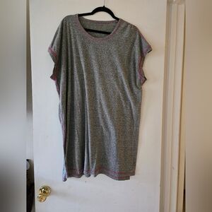 NATURAL LIFE Gray Mini T-shirt Dress with Pink Trim